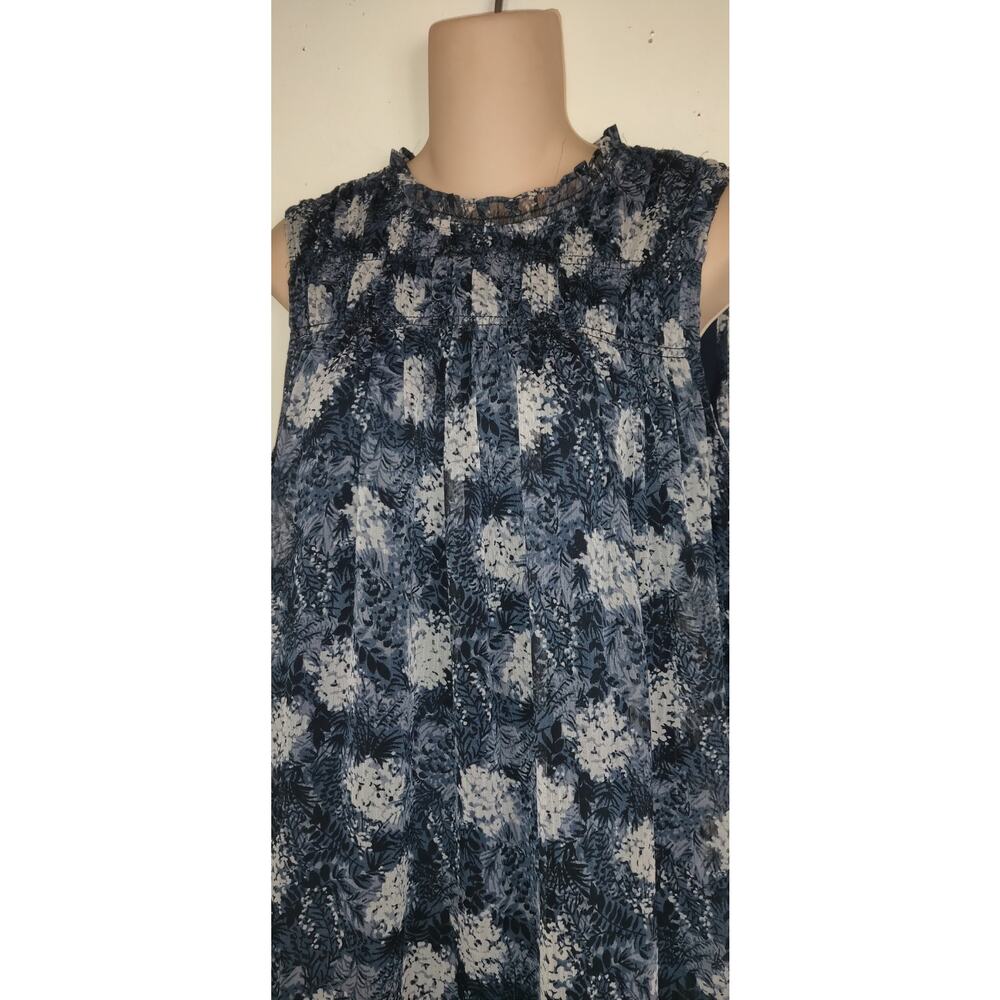 Joie Swing Dress Sz L Baltic Print Navy Blue/Black/White Mini Flowy Chiffon - Picture 6 of 16